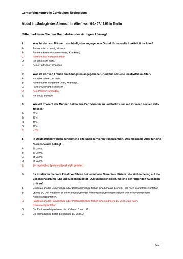 Lernerfolgskontrolle Curriculum Urologicum Modul 4: âUrologie des ...