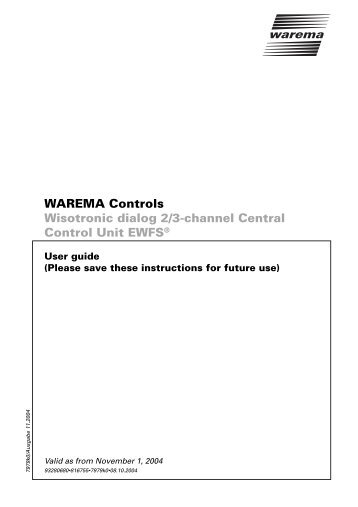 Wisotronic dialog 2/3-Channel Control Unit EWFS - Warema