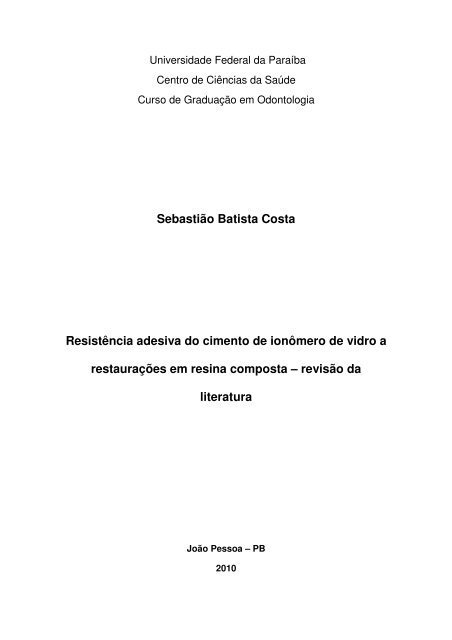 28. resistÃªncia adesiva do cimento de ionÃ´mero de vidro a ...