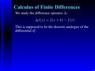 Calculus of Finite Differences - eDisk