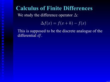 Calculus of Finite Differences - eDisk