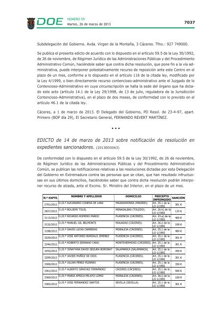 EDICTO de 14 de marzo de 2013 sobre notificaciÃ³n de resoluciÃ³n ...