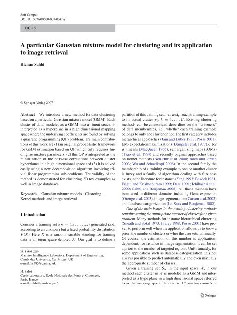 A particular Gaussian mixture model for clustering and its ...