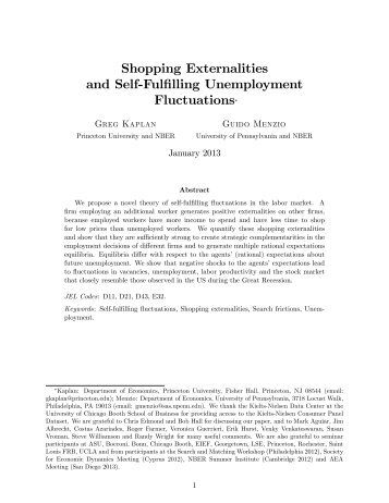 Shopping Externalities and Self Fulfilling Unemployment Fluctuations*