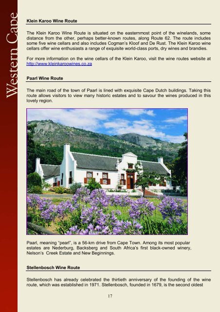 Western Cape Article - South African Vacations