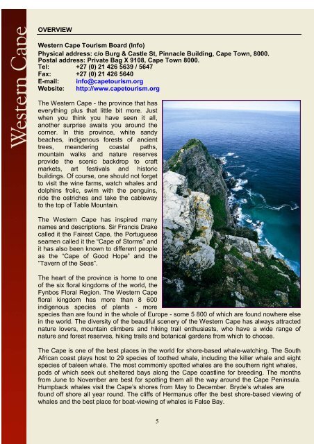 Western Cape Article - South African Vacations
