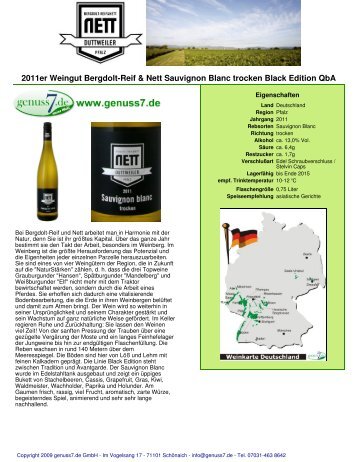 2011er Weingut Bergdolt-Reif & Nett Sauvignon Blanc ... - Genuss7.de