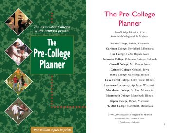 Pre-College Planner - Associated Colleges of the Midwest