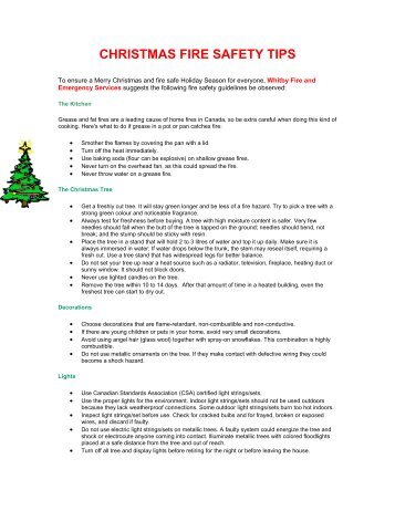 CHRISTMAS FIRE SAFETY TIPS