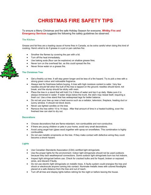 CHRISTMAS FIRE SAFETY TIPS