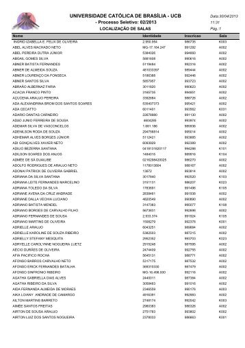 LOCALIZAÃÃO DE SALAS - Universidade CatÃ³lica de BrasÃ­lia