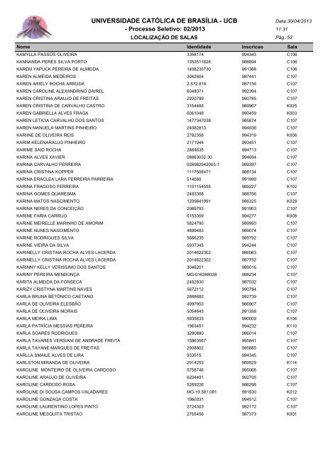 LOCALIZAÃÃO DE SALAS - Universidade CatÃ³lica de BrasÃ­lia