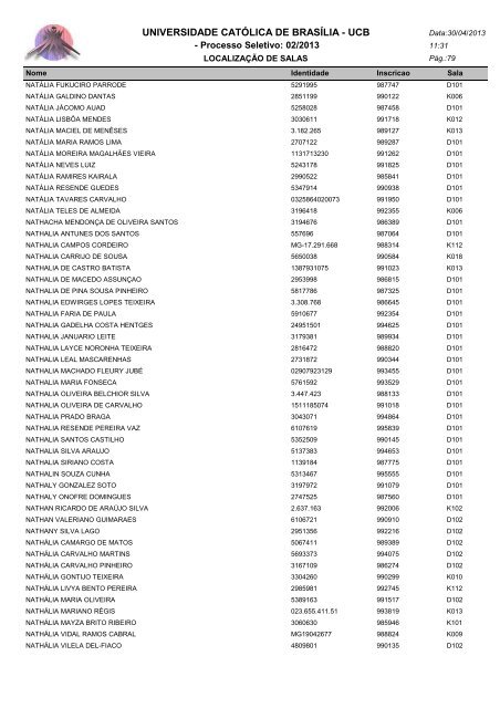 LOCALIZAÃÃO DE SALAS - Universidade CatÃ³lica de BrasÃ­lia