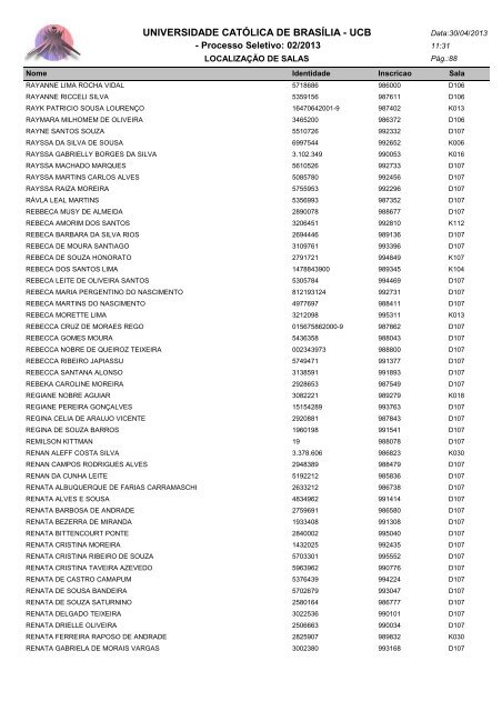 LOCALIZAÃÃO DE SALAS - Universidade CatÃ³lica de BrasÃ­lia