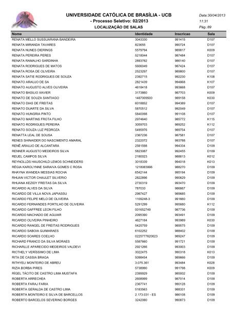 LOCALIZAÃÃO DE SALAS - Universidade CatÃ³lica de BrasÃ­lia