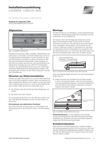 Benutzer- und Installationsanleitung LONMSE 12M230 SMI - Warema
