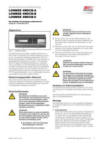 Installationsanleitung LONMSE 4MDCB-A LONMSE ... - Warema