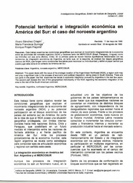 Potencial territorial e integraciÃ³n econÃ³mica en AmÃ©rica del Sur: el ...