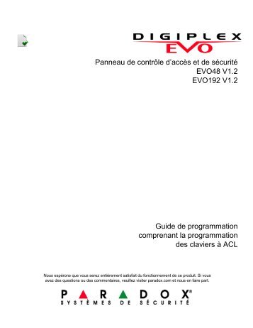 EVO : Guide de programmation - iMotion Sécurité