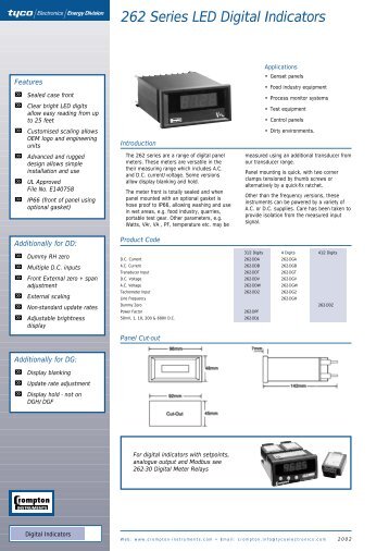 262 Series LED Digital Indicators - Crompton
