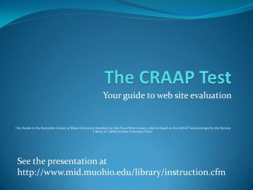 The CRAAP test - Miami University Middletown