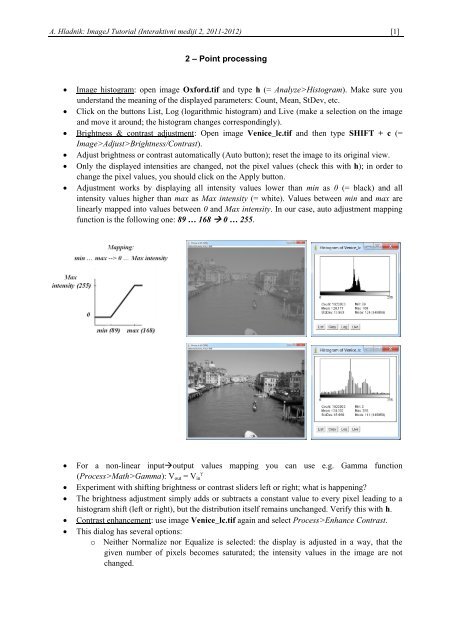 2 â Point processing â¢ Image histogram: open image Oxford.tif and ...