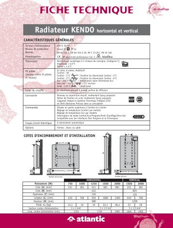 Fiche technique KENDO - Cyber radiateur