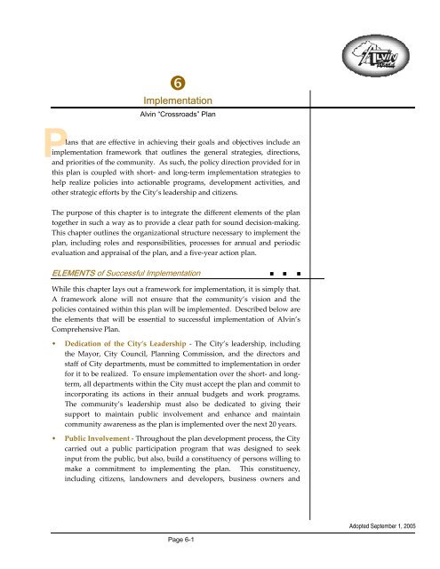 Comprehensive Master Plan - City of Alvin