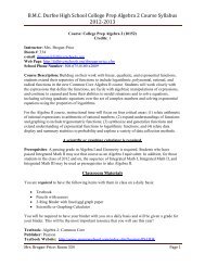 B.M.C. Durfee High School College Prep Algebra 2 Course Syllabus ...