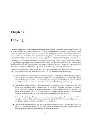 Chapter 7 Linking - Computer Systems: A Programmer's Perspective