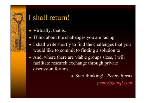 Challenges for Asset Management - Dr Penny Burns