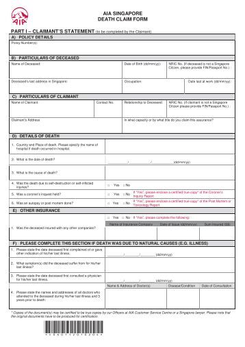 death claim form attending physician s statement death claim aia death claim form attending physician s statement death claim aia