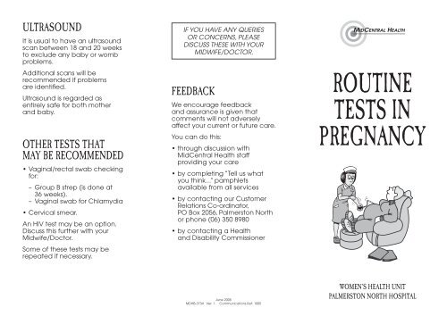 Routine tests in pregnancy