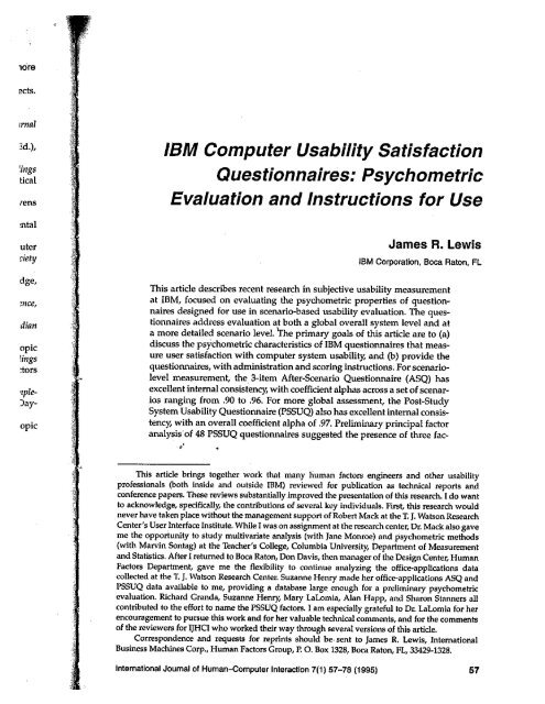 Lewis, J. R. (1995). IBM computer usability satisfaction questionnaires