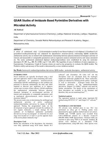 QSAR Studies of Imidazole Based Pyrimidine Derivatives with ...