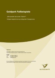 Deckblatt Fallbeispiele - Goldpark GmbH Unternehmensberatung