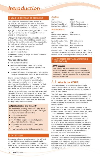 University Entry requirements 2014, Year 10 Booklet - Universities ...