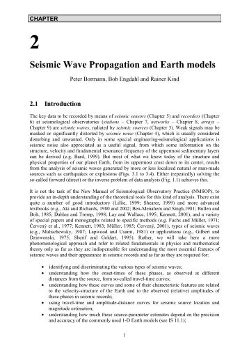 2 Seismic Wave Propagation and Earth models