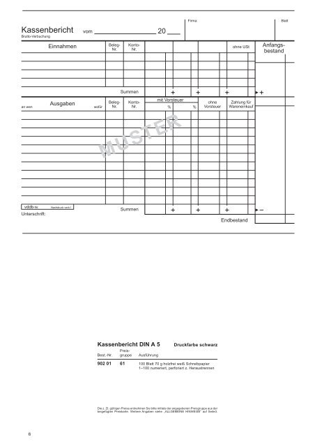 Dokumentation Blocks Kassenberichte