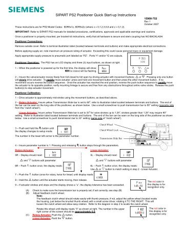 SIPART PS2 Positioner Quick Start-up Instructions - Siemens