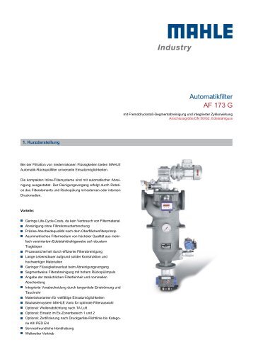 Automatikfilter AF 173 G, Edelstahlguss - MAHLE Industry - Filtration