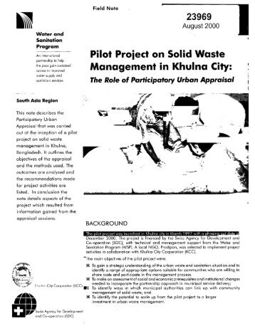 Pilot Project on Solid Waste Management in Khulna City: - WSP
