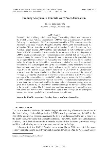 Framing Analysis of a Conflict: War/Peace Journalism - Nicole Yang ...