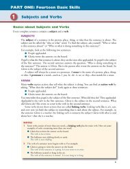 1 Subjects and Verbs PArt oNe: Fourteen Basic ... - Townsend Press