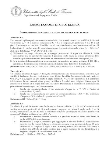 esercitazione di geotecnica - Dipartimento di Ingegneria Civile e ...