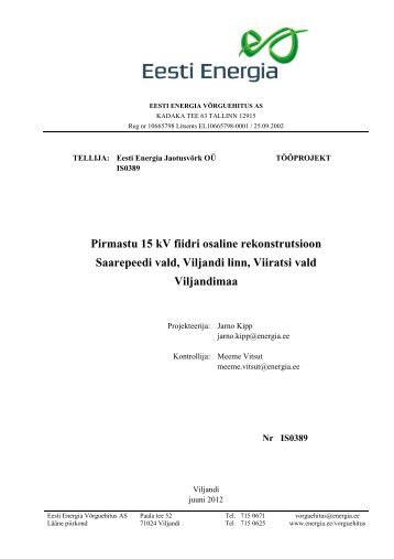 IS0389 Projekti seletuskiri.pdf - Eesti Energia