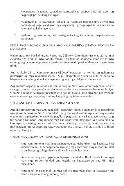 ang kahimtang ug katungod sa kababayen-an: primer sa CEDAW