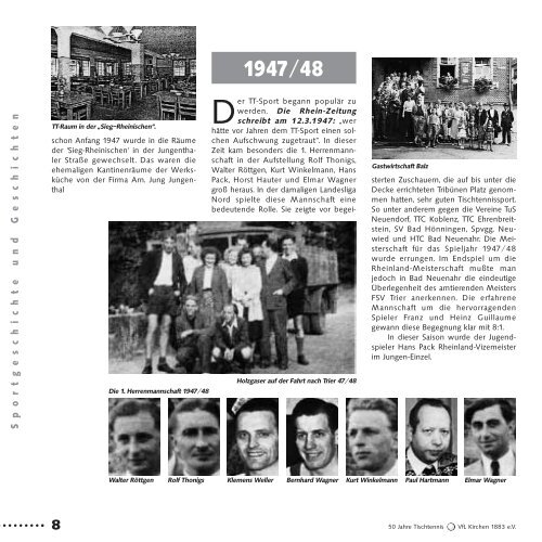 Chronik der Abteilung Tischtennis von 1946 bis 1998