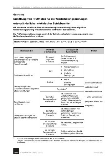 Ermittlung PrÃƒÂ¼ffristen fÃƒÂ¼r WiederholungsprÃƒÂ¼fung - Weka Media