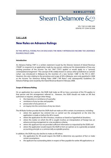 New Rules on Advance Rulings - Shearn Delamore